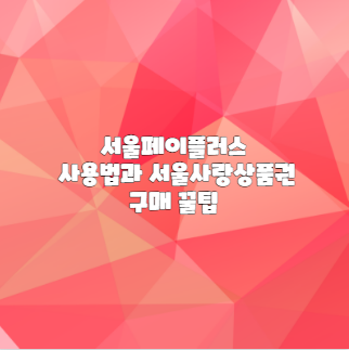 서울페이플러스 사용법과 서울사랑상품권 구매 꿀팁