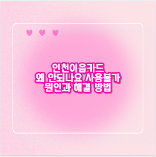 인천이음카드 왜 안되나요 사용불가 원인과 해결 방법