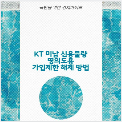 KT 미납 신용불량 명의도용 가입제한 해제 방법