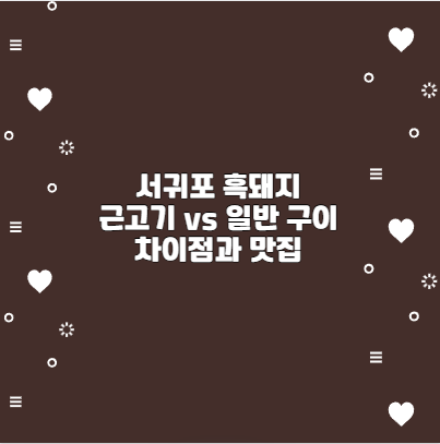 서귀포 흑돼지 근고기 vs 일반 구이 차이점과 맛집