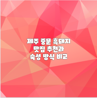 제주 중문 흑돼지 맛집 추천과 숙성 방식 비교
