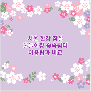 서울 한강 잠실 물놀이장 숲속쉼터 이용팁과 비교
