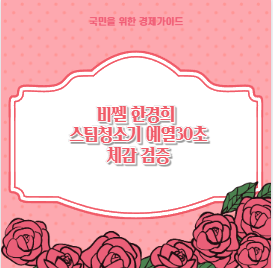 비쎌 한경희 스팀청소기 예열30초 체감 검증