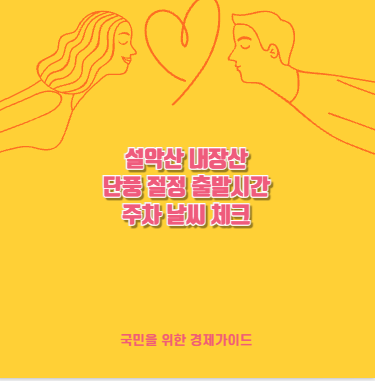설악산 내장산 단풍 절정 출발시간 주차 날씨 체크