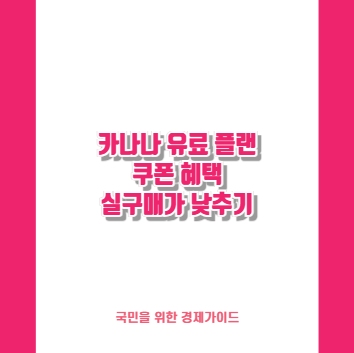 카나나 유료 플랜 쿠폰 혜택 실구매가 낮추기