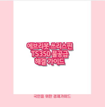 에브리봇 쓰리스핀 TS350 물공급 해결 가이드