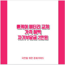올케어 배터리 교체 가격 혜택 자기부담금 2만원