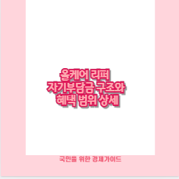 올케어 리퍼 자기부담금 구조와 혜택 범위 상세