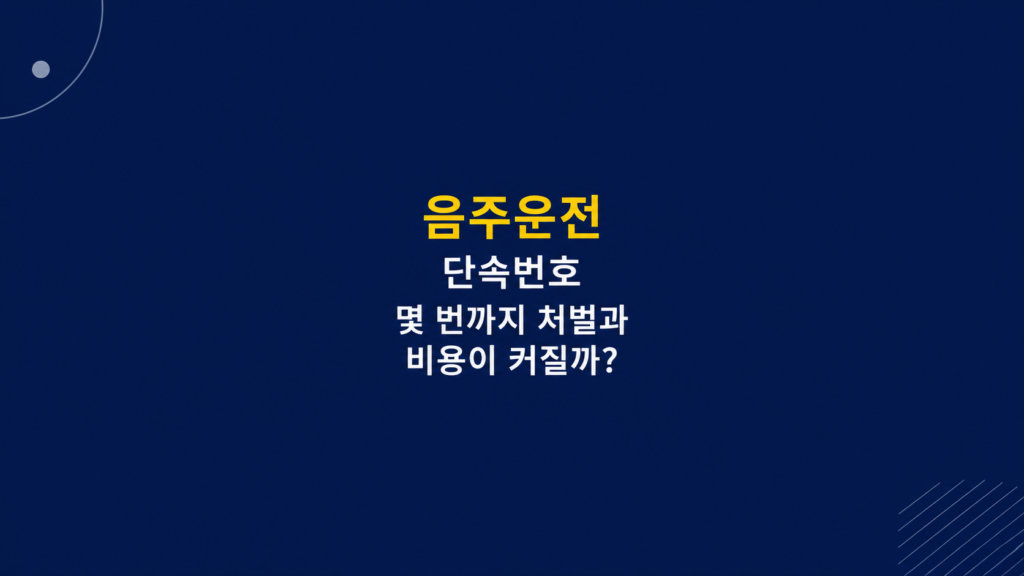 음주운전 단속번호 처벌 비용과 합의 부담 비교