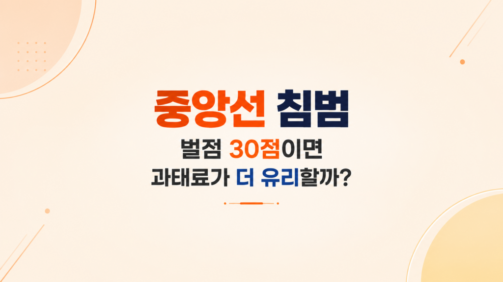 중앙선 침범 벌점 과태료 범칙금 비용 차이 안내 이미지