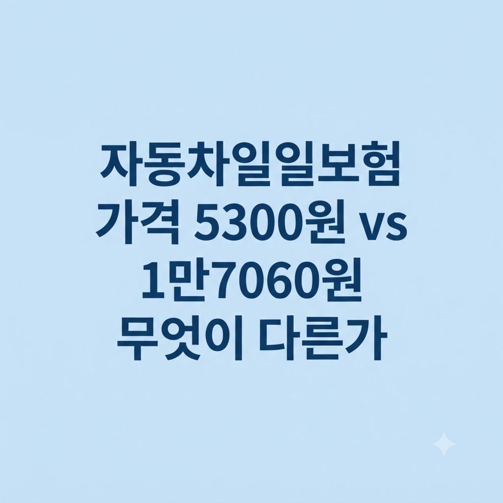 자동차일일보험 가격과 보장 차이 설명